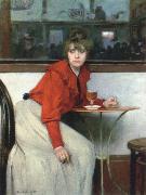 Ramon Casas chica in a bar USA oil painting artist